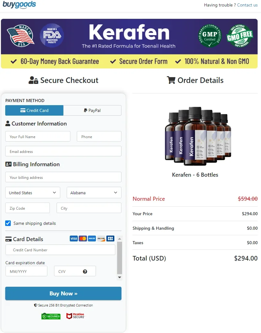 kerafen-secure-checkout-page